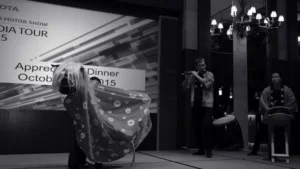 大規模展示会レセプションの獅子舞演舞